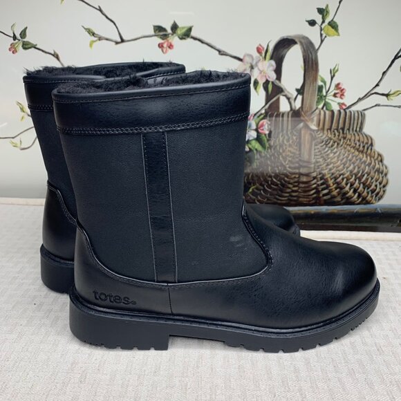 Totes Women's Waterproof Stadium Boots - Size 9M - Black Faux Fur Lining - Picture 2 of 10